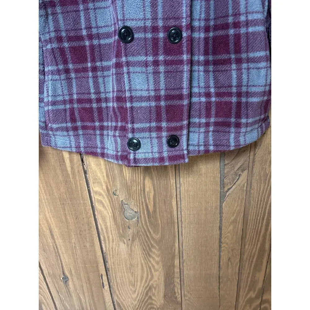 Natural Reflections Purple/Gray/Black Fleece 2 Pocket Academia Pea Coat Size L‎